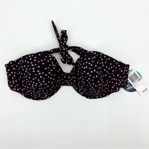 NWT Maidenform Custom Lift Swim Black & Pink Polka Dot Bikini Top Size 36D